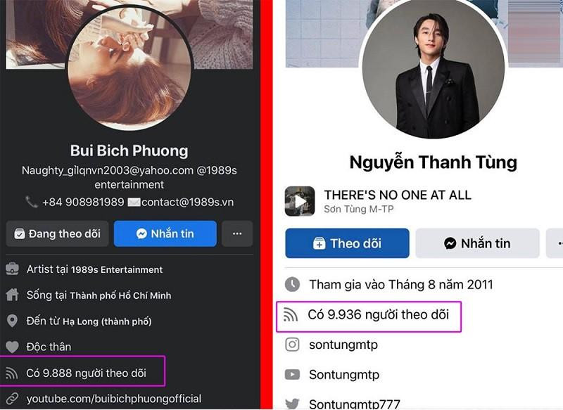 Loạt Facebook của nghệ sĩ Việt đều gặp phải sự cố khi lượng người theo dõi đều chỉ hiển thị ở mức hơn 9000 lượt.