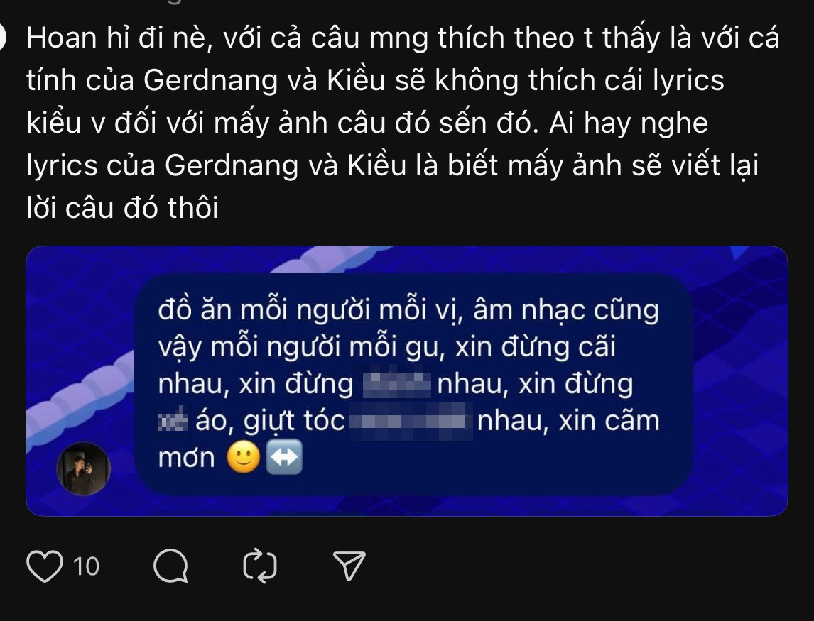 "Đội trưởng" HURRYKNG cũng từng chia sẻ quan điểm "âm nhạc mỗi người mỗi gu".