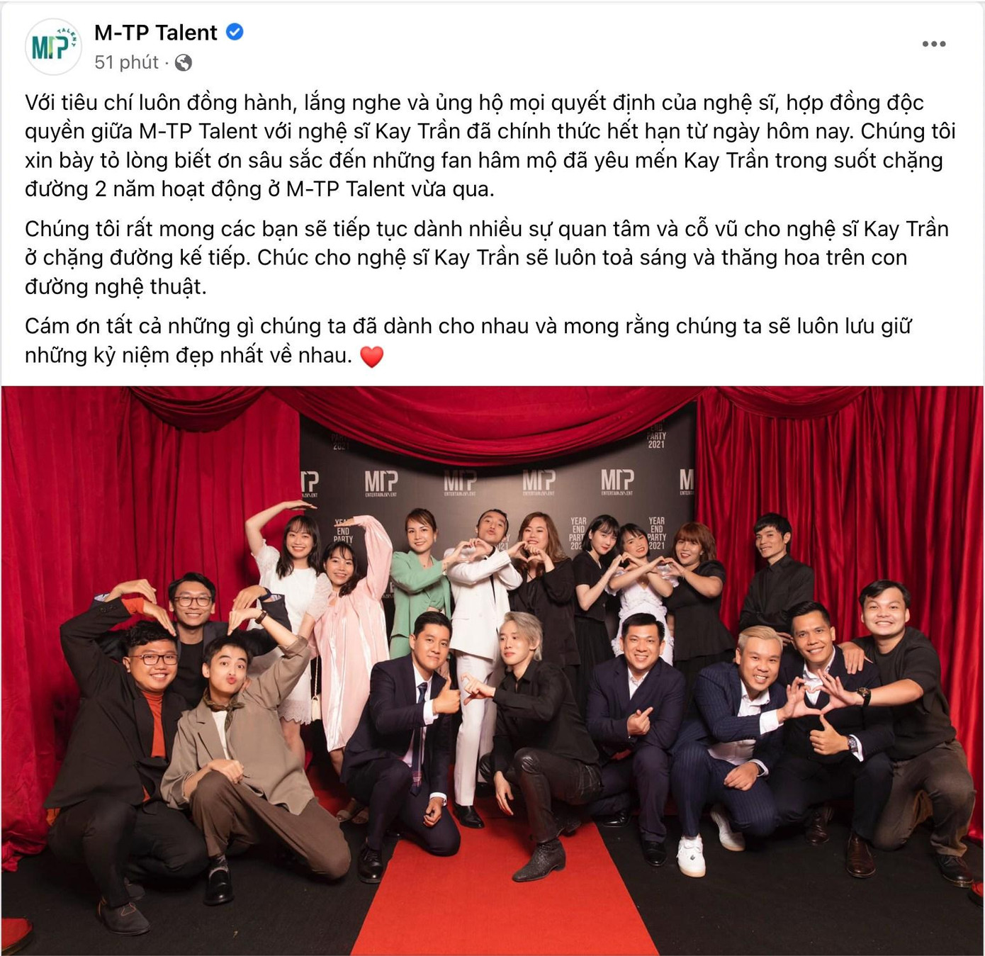 Chia sẻ từ phía M-TP Entertainment.