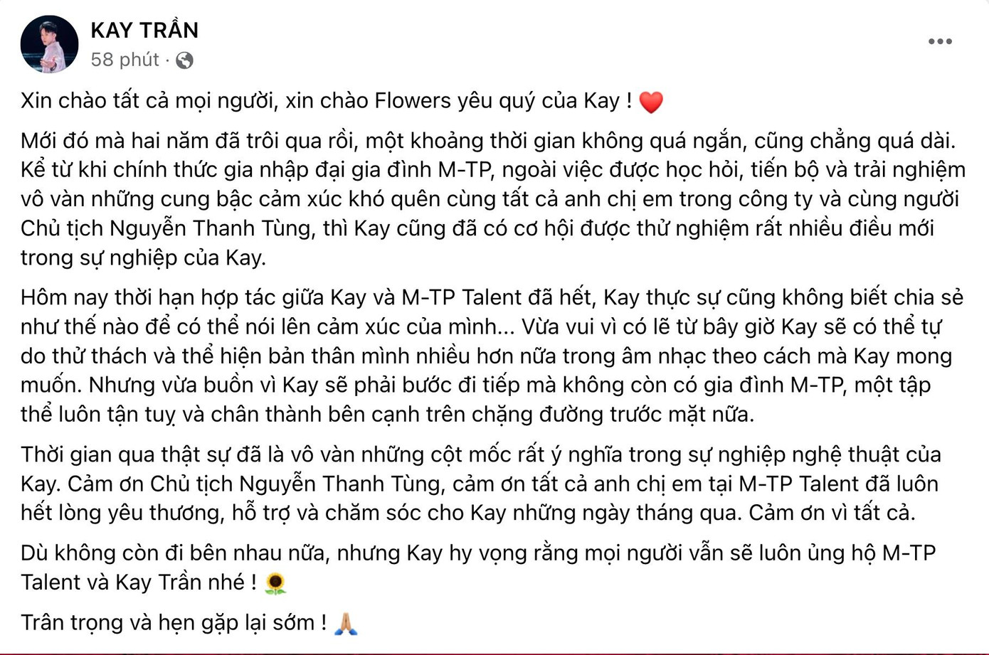 Nguyên văn chia sẻ của Kay Trần.