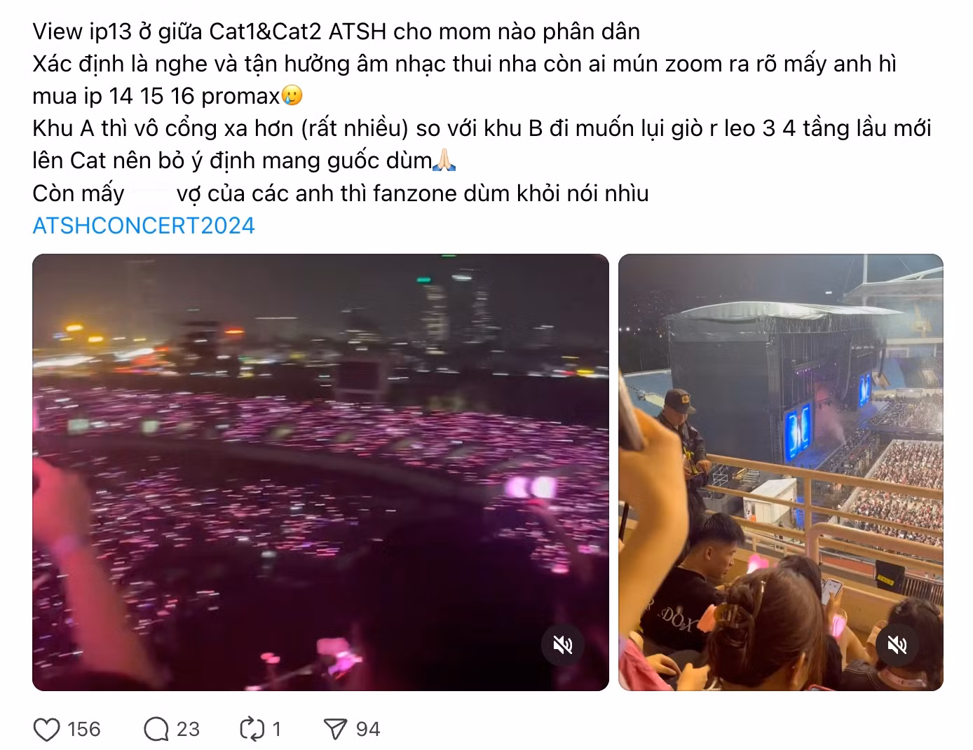Bên cạnh review vị trí ngồi, vấn đề thiết bị điện thoại, vị trí các cổng check-in cũng được khán giả rất quan tâm.