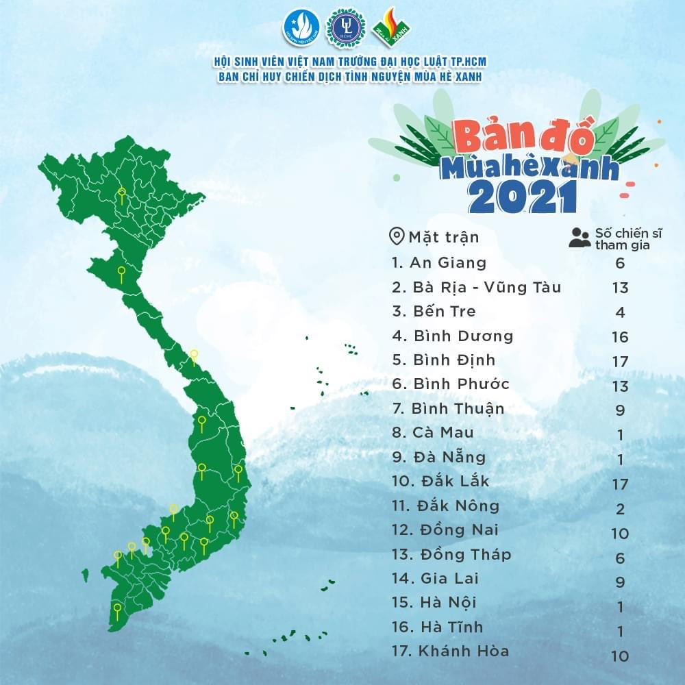 Bản đồ Mùa hè xanh ULAW. Ảnh: Sinh viên Luật tình nguyện.