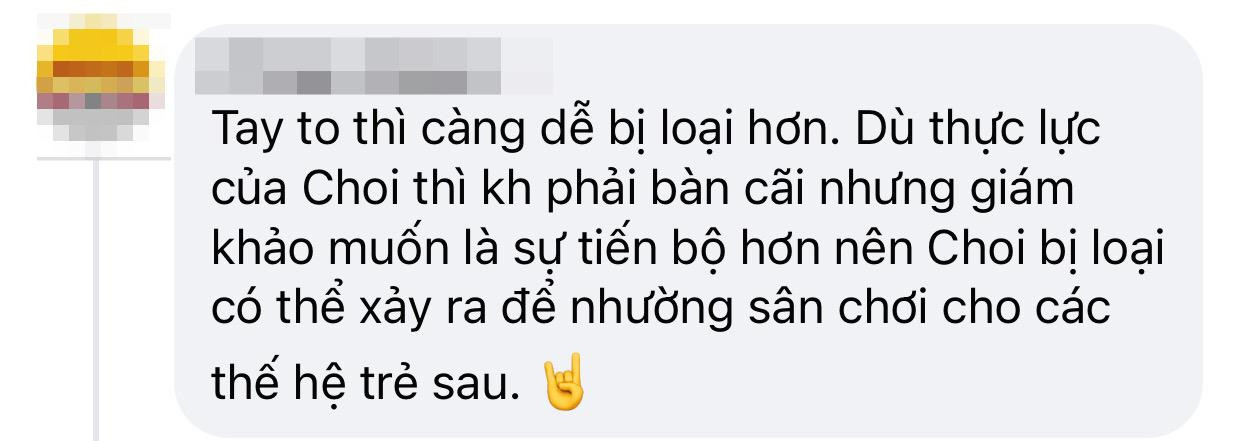 Một ý kiến từ khán giả cho rằng Choi nên nhường cơ hội cho các rapper mới lạ hơn. Một ý kiến từ khán giả cho rằng Choi nên nhường cơ hội cho các rapper mới lạ hơn.