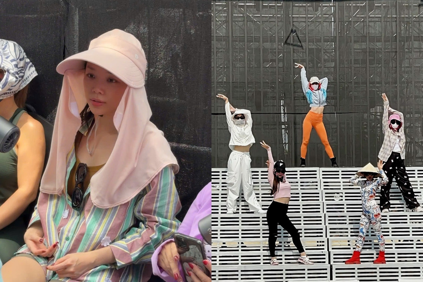 Không còn là những &quot;nữ thần&quot; trên sân khấu, các Chị Đẹp &quot;trùm kín mít&quot; tập luyện dưới cái nắng gay gắt khiến Gió Em cảm thán: &quot;Tưởng đang ở nhà xe nào!&quot;