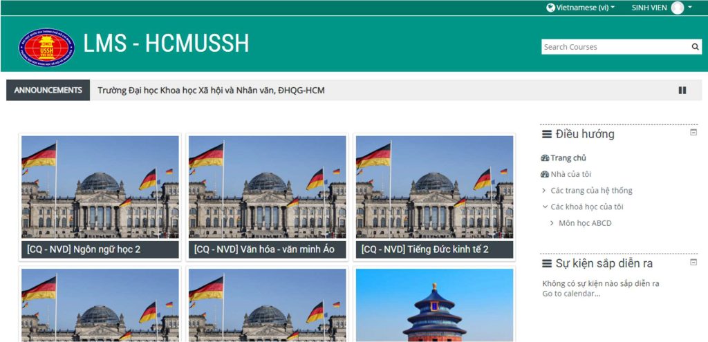 Hệ thống LMS của trường Đại học Khoa học Xã hội và Nhân văn - ĐH Quốc gia TP.HCM.