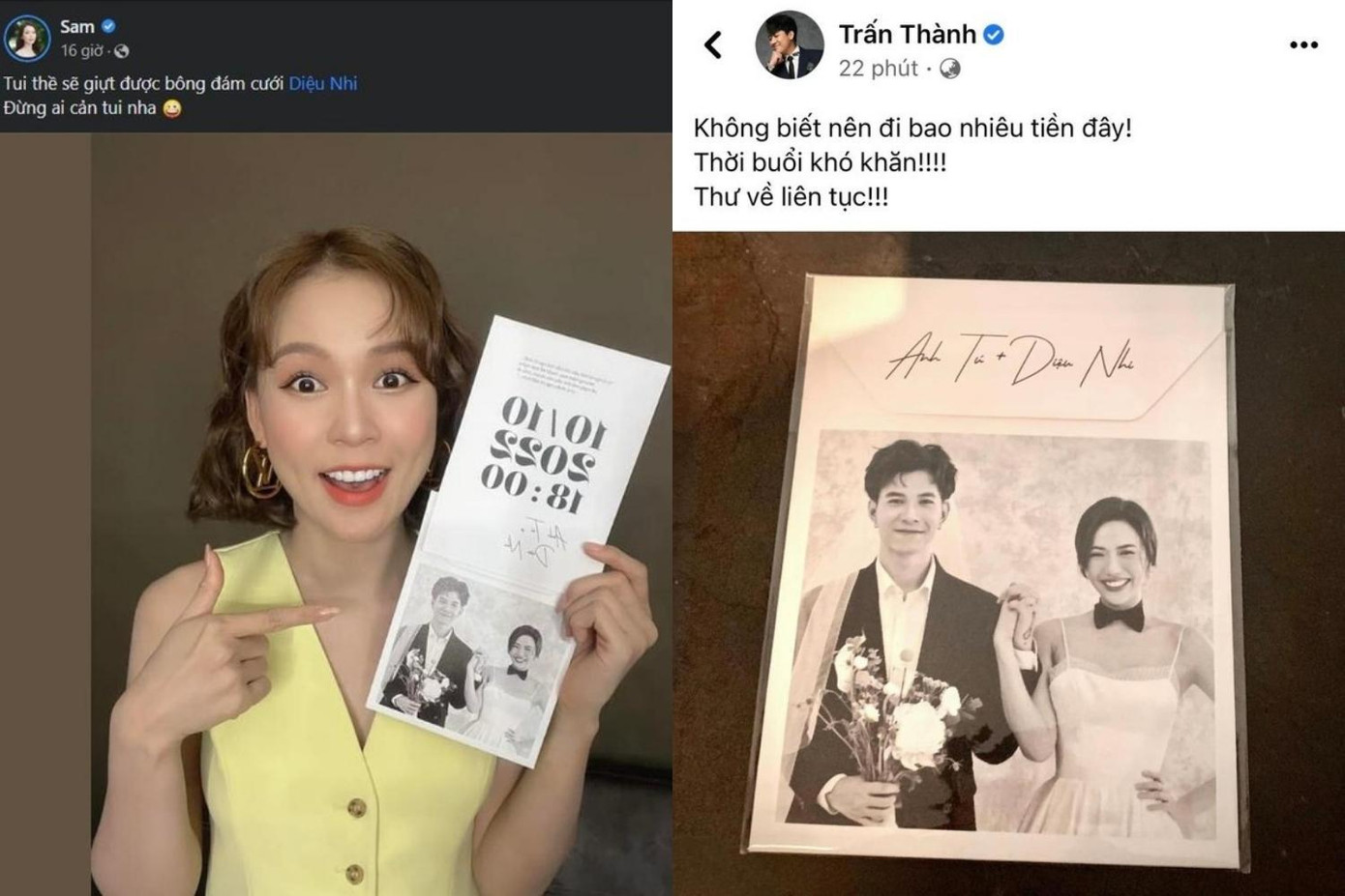 Loạt sao Việt check-in thiệp cưới của cặp đôi. Loạt sao Việt check-in thiệp cưới của cặp đôi.