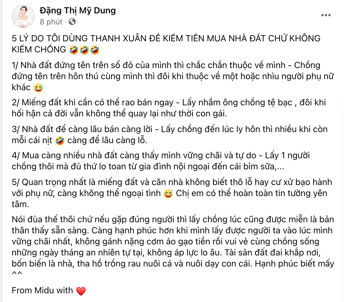 Midu chia sẻ lý do "dành cả thanh xuân để làm giàu" thay vì nghĩ đến việc kết hôn.