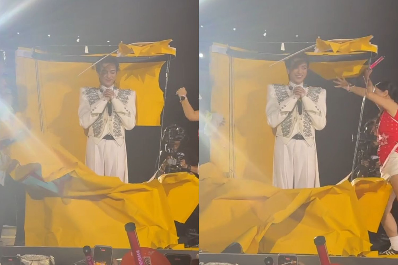 Màn &quot;xé túi mù&quot; và nhận được &quot;hoàng tử Sinbu&quot; khiến các Gai Con phấn khích. Nguồn: @dieuanh_vyvy