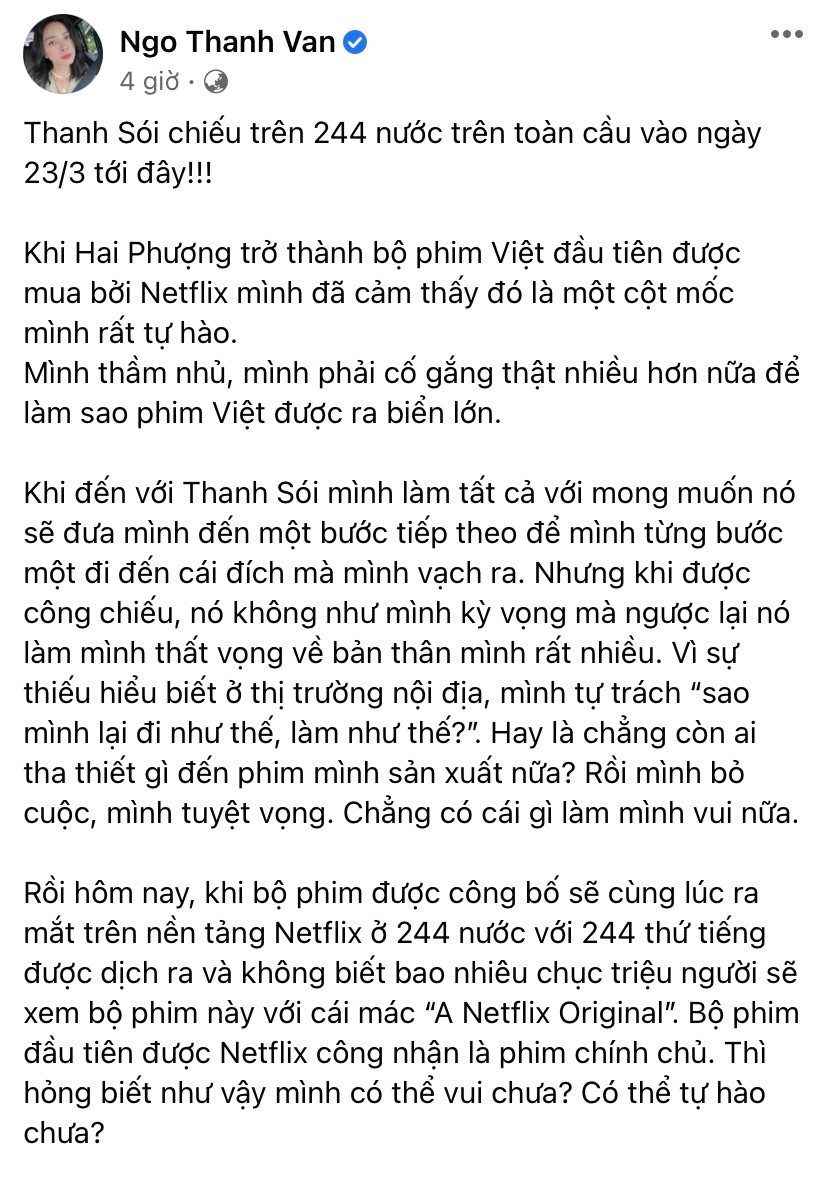 Chia sẻ gây chú ý của Ngô Thanh Vân. Chia sẻ gây chú ý của Ngô Thanh Vân.