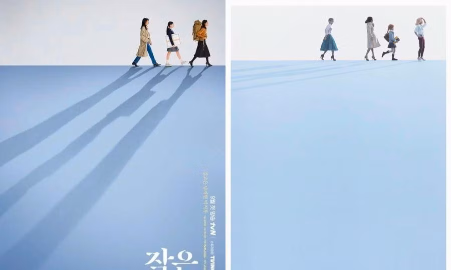 Sự tương đồng giữa poster phim Little Women bản Hàn (trái) và áp phích quảng bá của hãng mỹ phẩm đến từ Nhật Bản (phải).