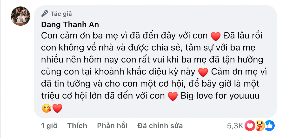 Dưới phần bình luận, Negav gửi lời cảm ơn đến mẹ vì đã cho nam rapper một cơ hội.