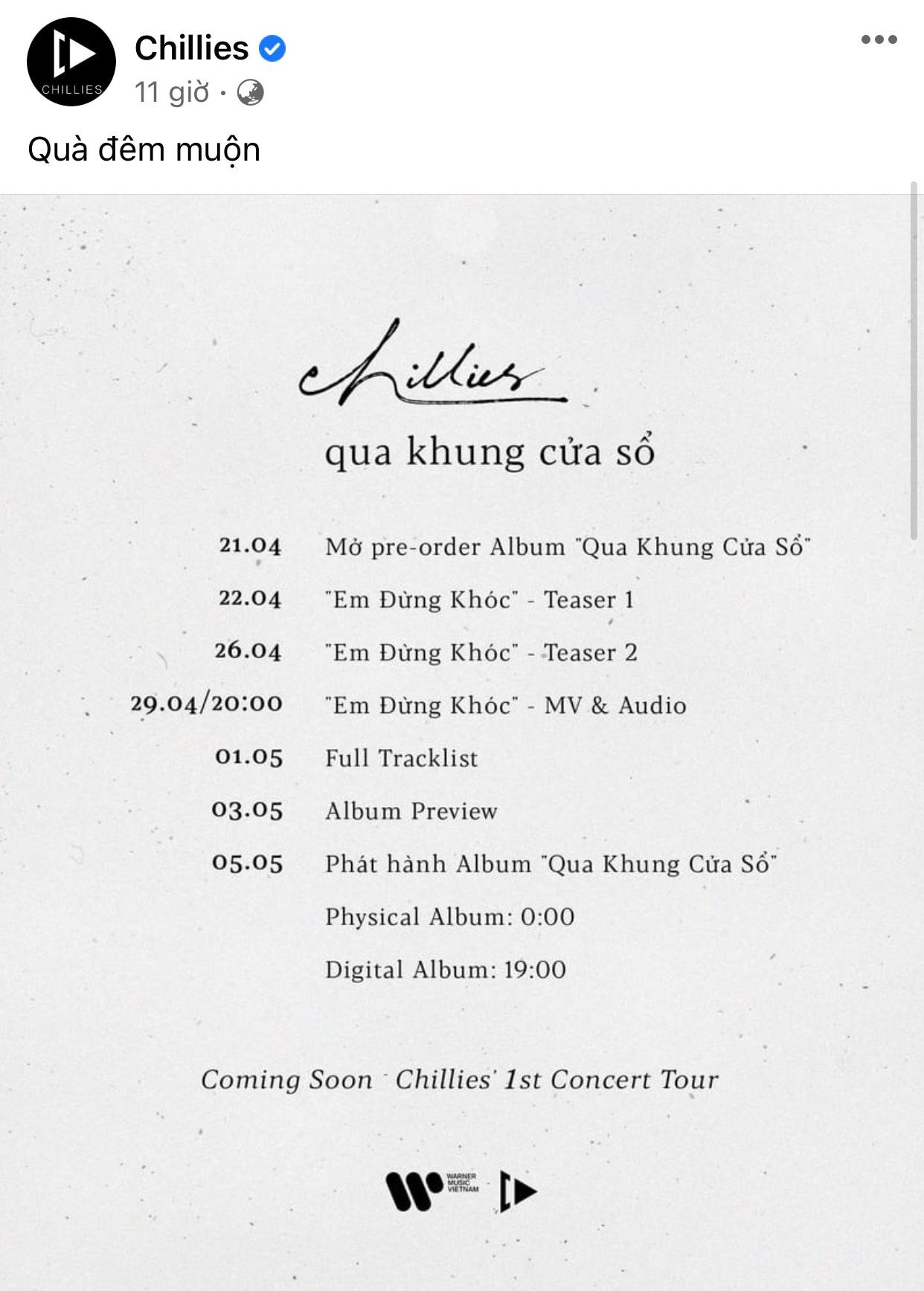 "Món quà đêm muộn" của Chillies dành cho fan.