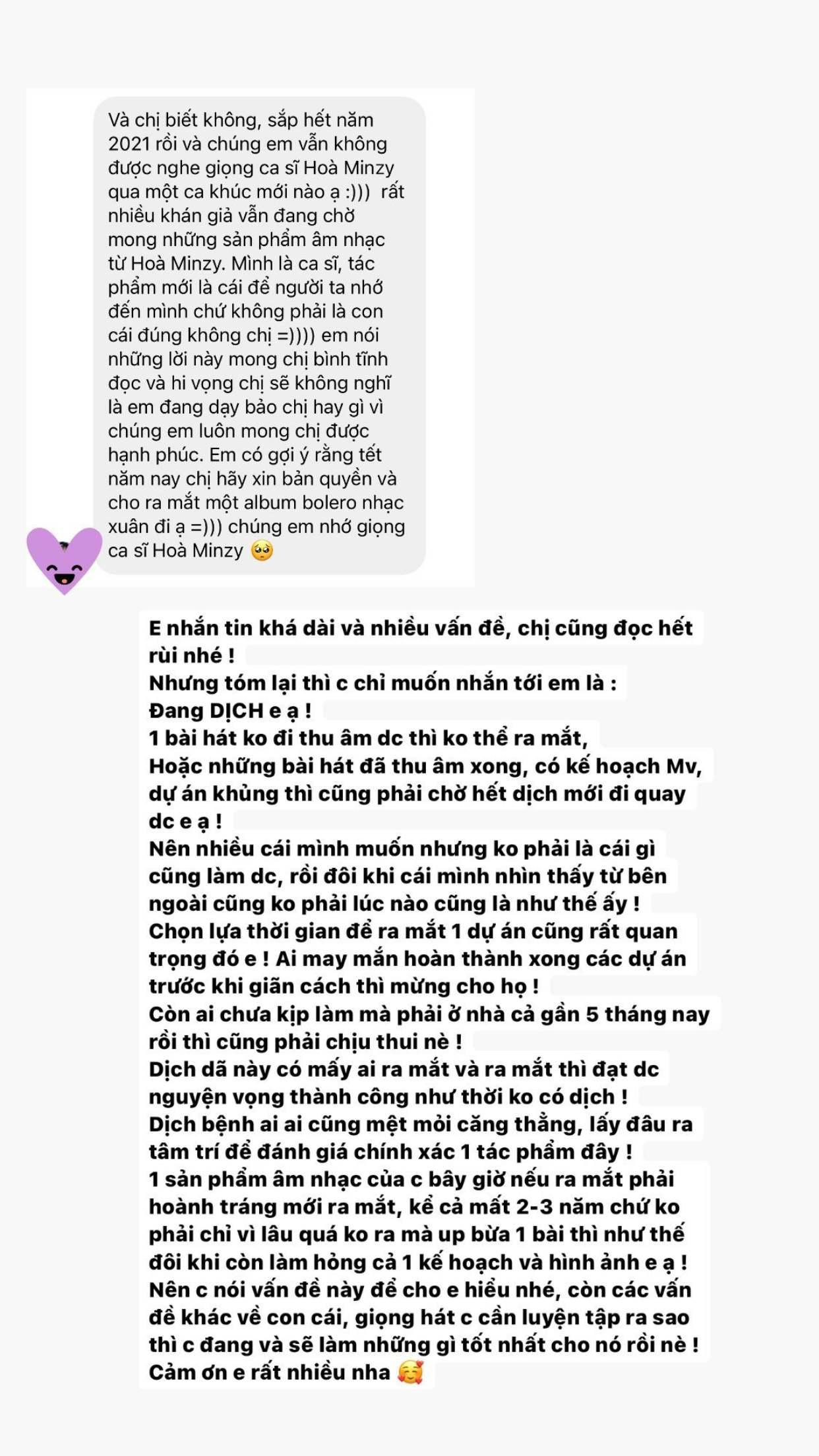 Hòa Minzy chia sẻ lý do không ra mắt sản phẩm mới trong thời gian qua. Hòa Minzy chia sẻ lý do không ra mắt sản phẩm mới trong thời gian qua.