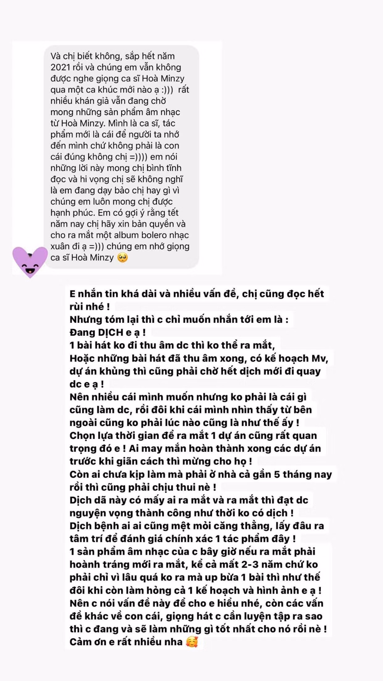 Hòa Minzy chia sẻ lý do không ra mắt sản phẩm mới trong thời gian qua.