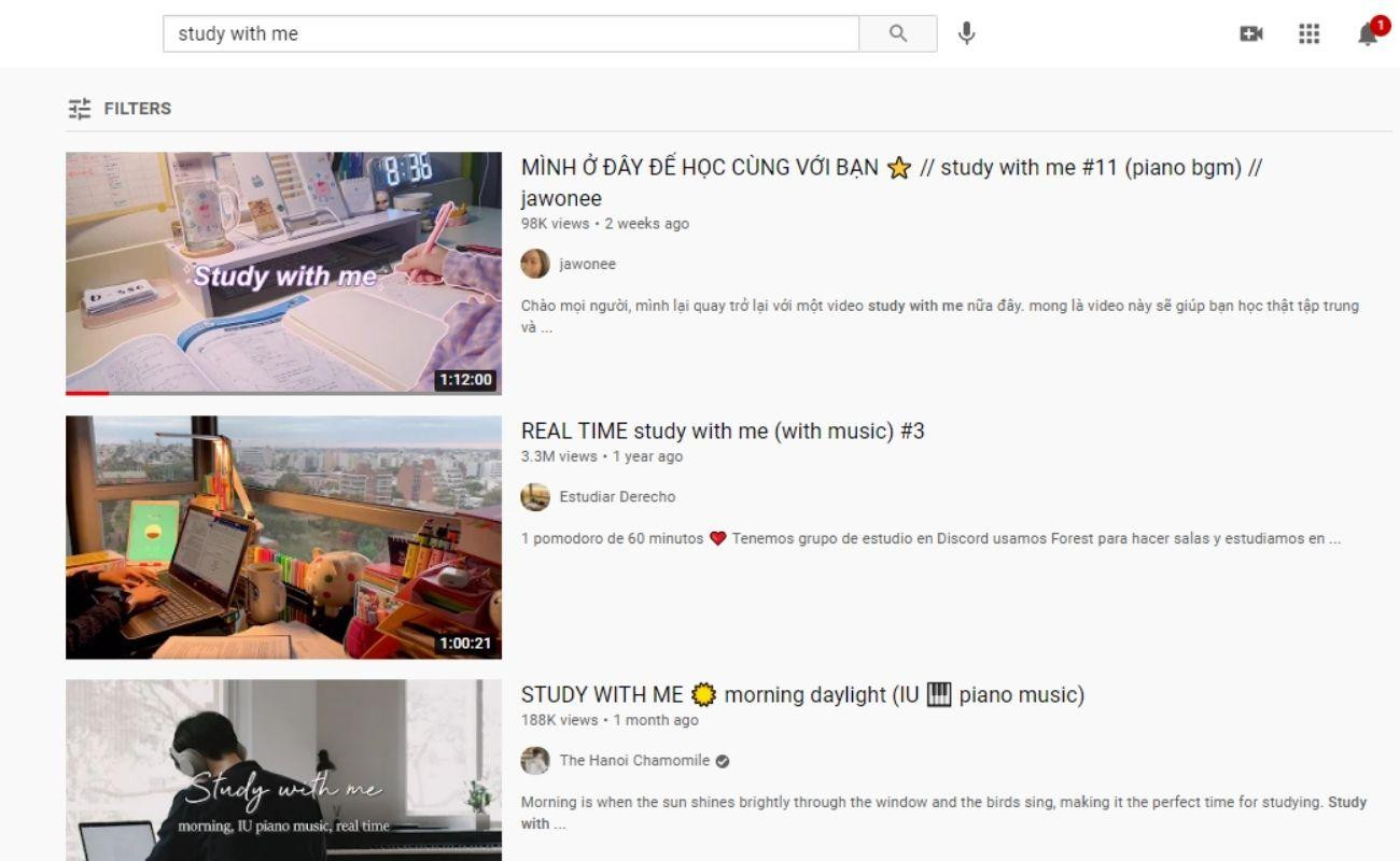 Các video "Study with me" đều thu hút hơn trăm nghìn lượt xem. Các video "Study with me" đều thu hút hơn trăm nghìn lượt xem.