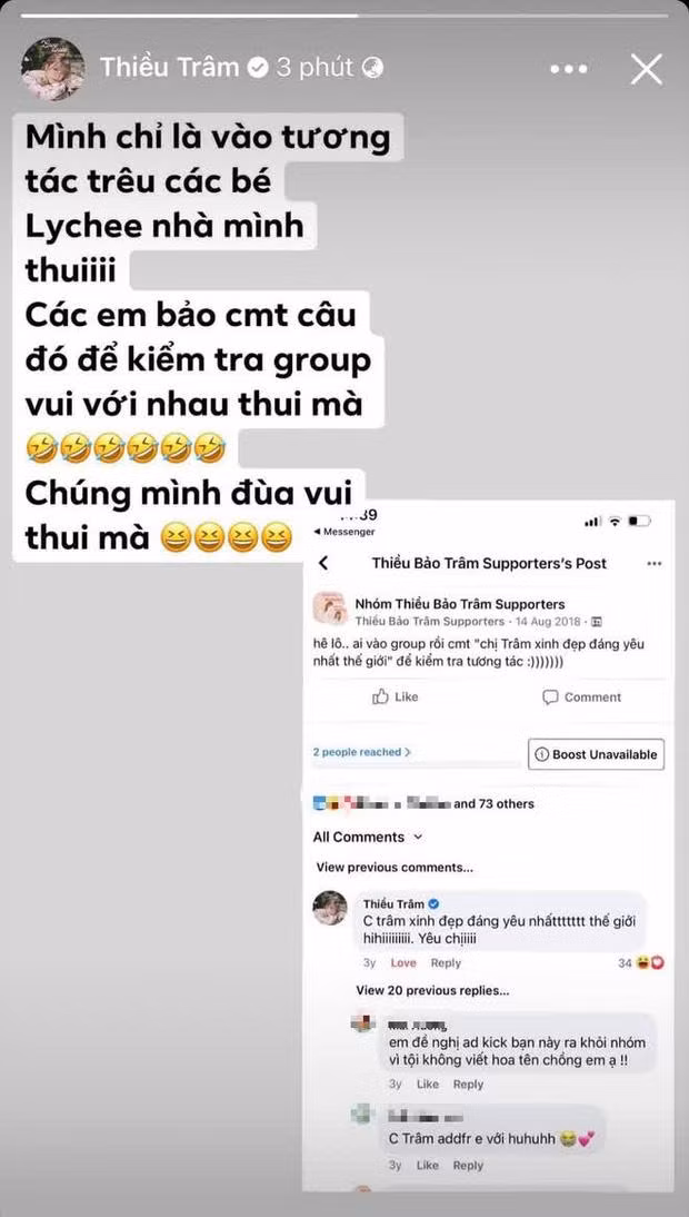 Thiều Bảo Trâm nhanh chóng lên tiếng trần tình để tránh bị anti-fan cười nhạo.