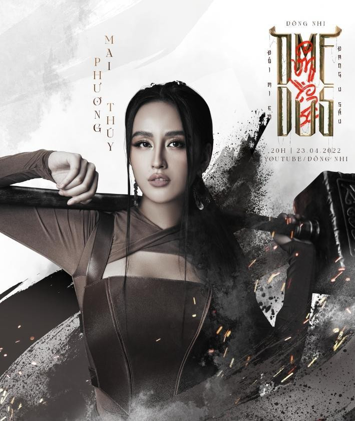 Tạo hình mạnh mẽ của Mai Phương Thúy với chiếc búa lớn trên vai