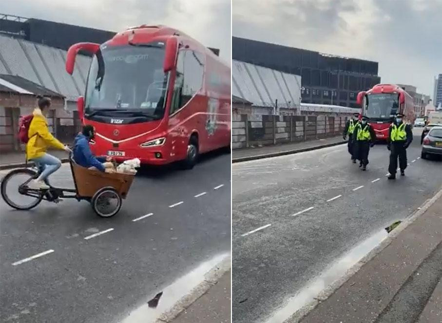 Tuy nhiên, các CĐV quá khích của M.U vẫn chặn xe buýt mang logo của Liverpool đang trên đường đến sân Old Trafford. Họ còn chọc thủng lốp xe buýt của Liverpool, làm mọi cách ngăn không cho trận đấu diễn ra. Cảnh sát phải mất hai tiếng mới có thể giải tán đám đông quá khích để chiếc xe di chuyển thuận lợi.