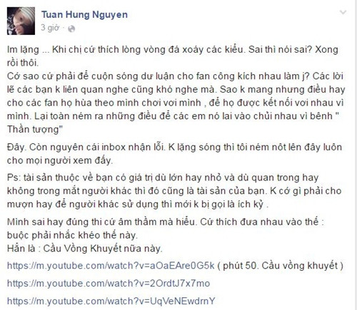 Tuấn Hưng 'cảnh cáo' Thu Phương vì 'đá xoáy' đàn em ảnh 1
