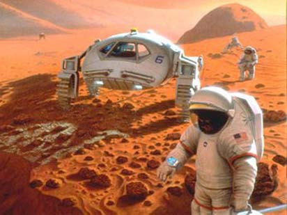 Hình minh họa cảnh tượng con người thám hiểm sao Hỏa. Ảnh: astrobio.net