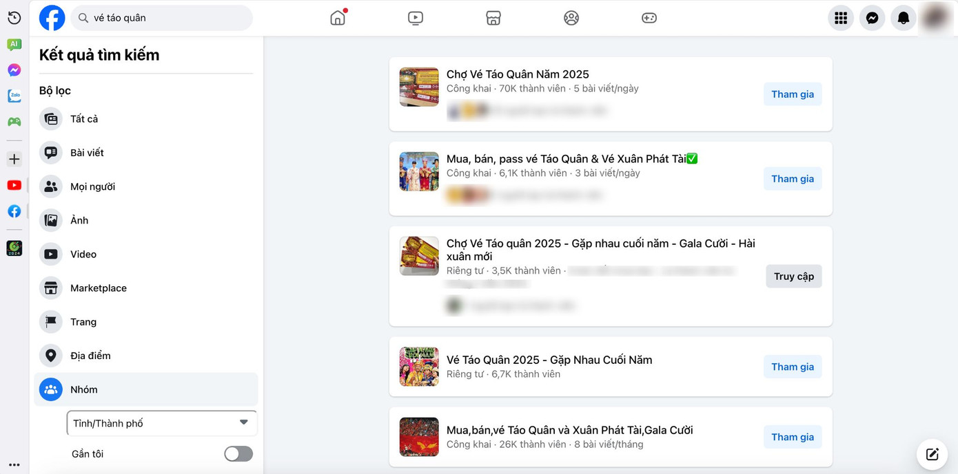Các nhóm mua, bán vé Táo Quân 2025 mọc lên như nấm.