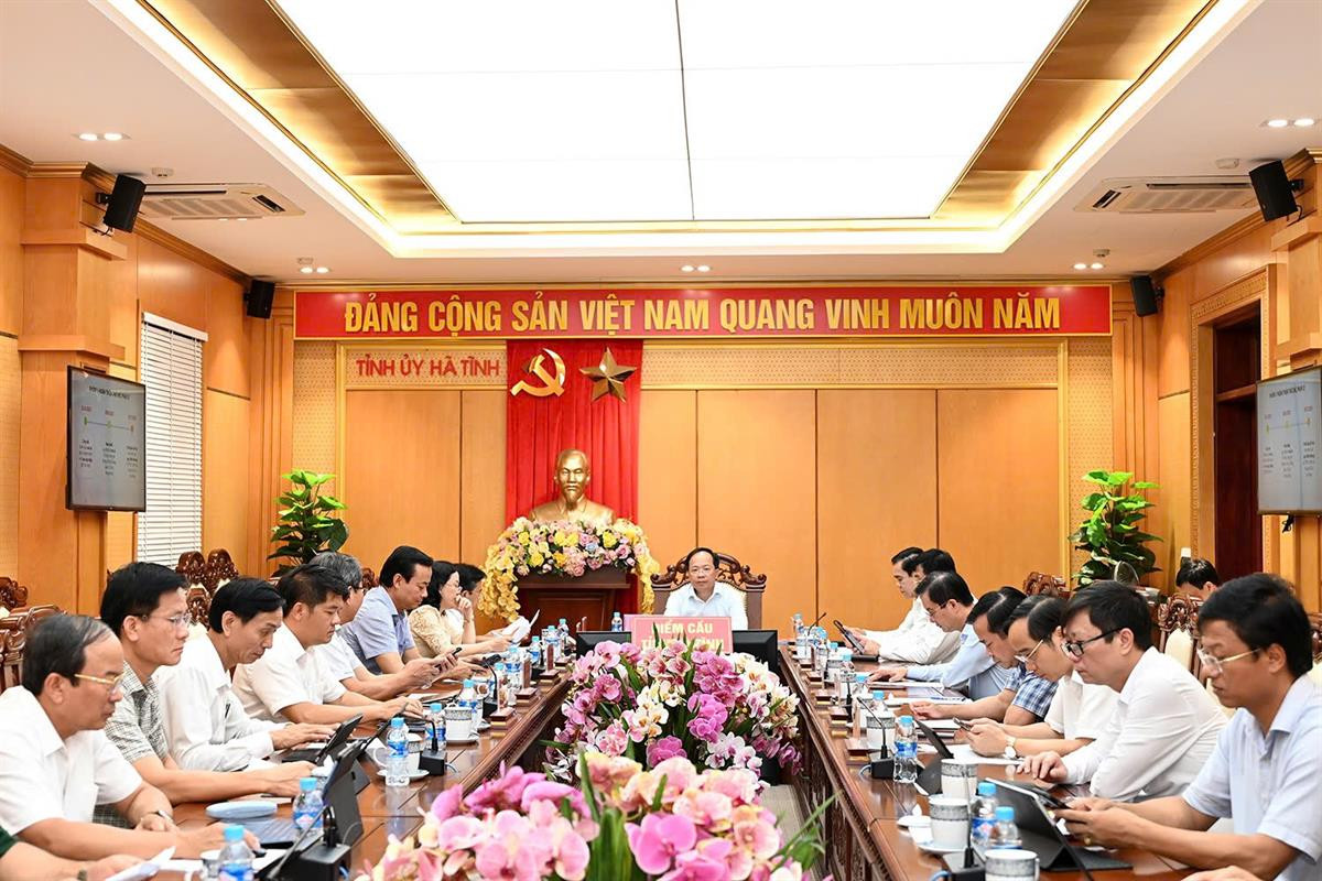 Các đại biểu dự Hội nghị tại điểm cầu tỉnh Hà Tĩnh.