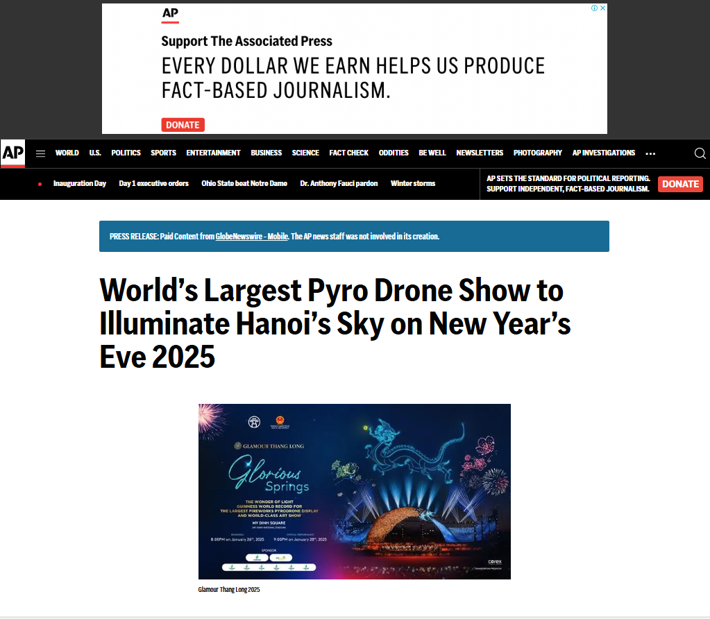 Nhiều tờ báo quốc tế dành lời khen cho chương trình nghệ thuật đêm Giao thừa ở Hà Nội.