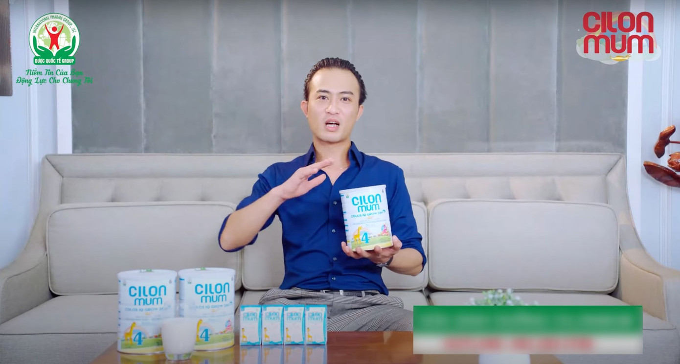 Diễn viên Doãn Quốc Đam quảng cáo cho loại sữa nằm trong đường dây sữa giả bị triệt phá gần đây.