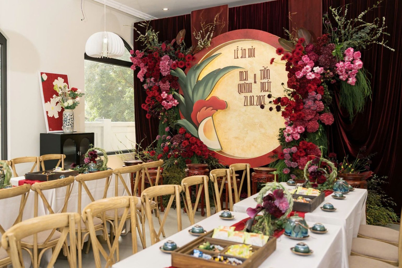 Đám hỏi của Quỳnh Lương và thiếu gia Tiến Phát được tổ chức tại tư gia ở Phú Thọ. Ảnh: Tada Wedding Film. Đám hỏi của Quỳnh Lương và thiếu gia Tiến Phát được tổ chức tại tư gia ở Phú Thọ. Ảnh: Tada Wedding Film.