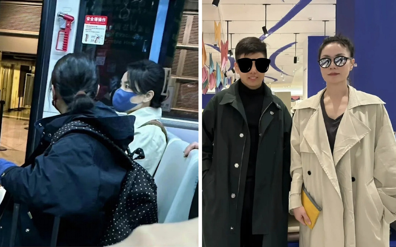 Vương Phi bị bắt gặp một mình đi xe buýt sân bay. Ảnh: HK01.