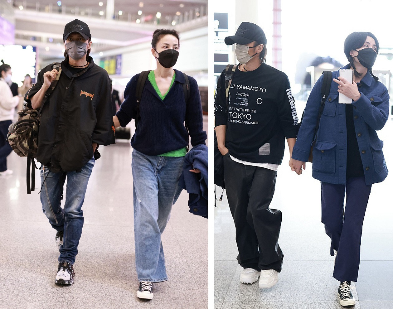 Vương Phi và Tạ Đình Phong thoải mái thể hiện tình cảm nơi công cộng. Ảnh: HK01.