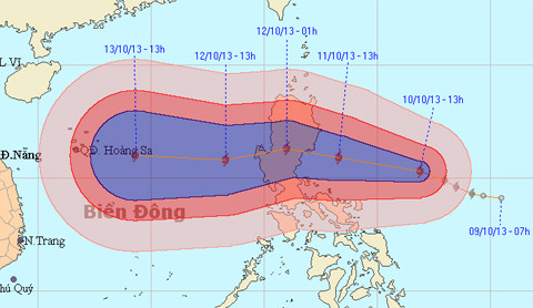 Dự báo đường đi của báo Zani