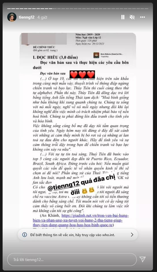 Câu trả lời ứng xử của Thùy Tiên ở Miss Grand được đưa vào đề thi môn Ngữ văn lớp 12. Câu trả lời ứng xử của Thùy Tiên ở Miss Grand được đưa vào đề thi môn Ngữ văn lớp 12.