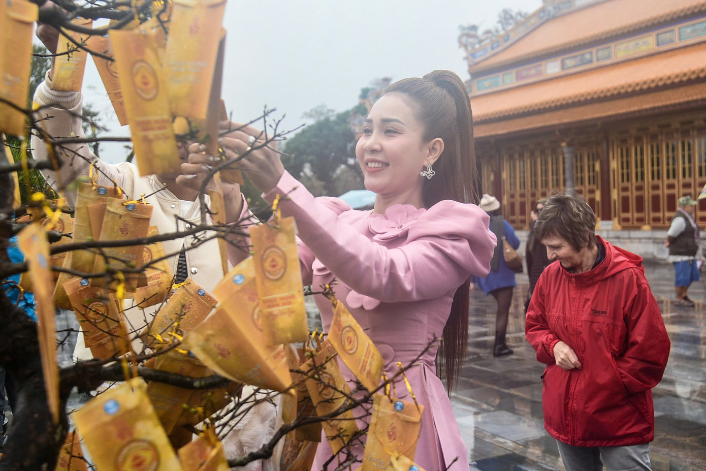 Chị Nguyễn Hoài Thương (trú thành phố Huế) cho biết: Mỗi dịp Tết đến, chị và gia đình đều đến đây để hái lộc đầu năm để cầu may mắn và bình an. "Hái lộc đầu năm là một phong tục truyền thống của người Việt, thể hiện mong ước bình an, may mắn và tài lộc trong năm mới. Mong rằng năm nay gia đình tôi mọi điều sẽ được thuận lợi, may mắn", chị Thương nói.