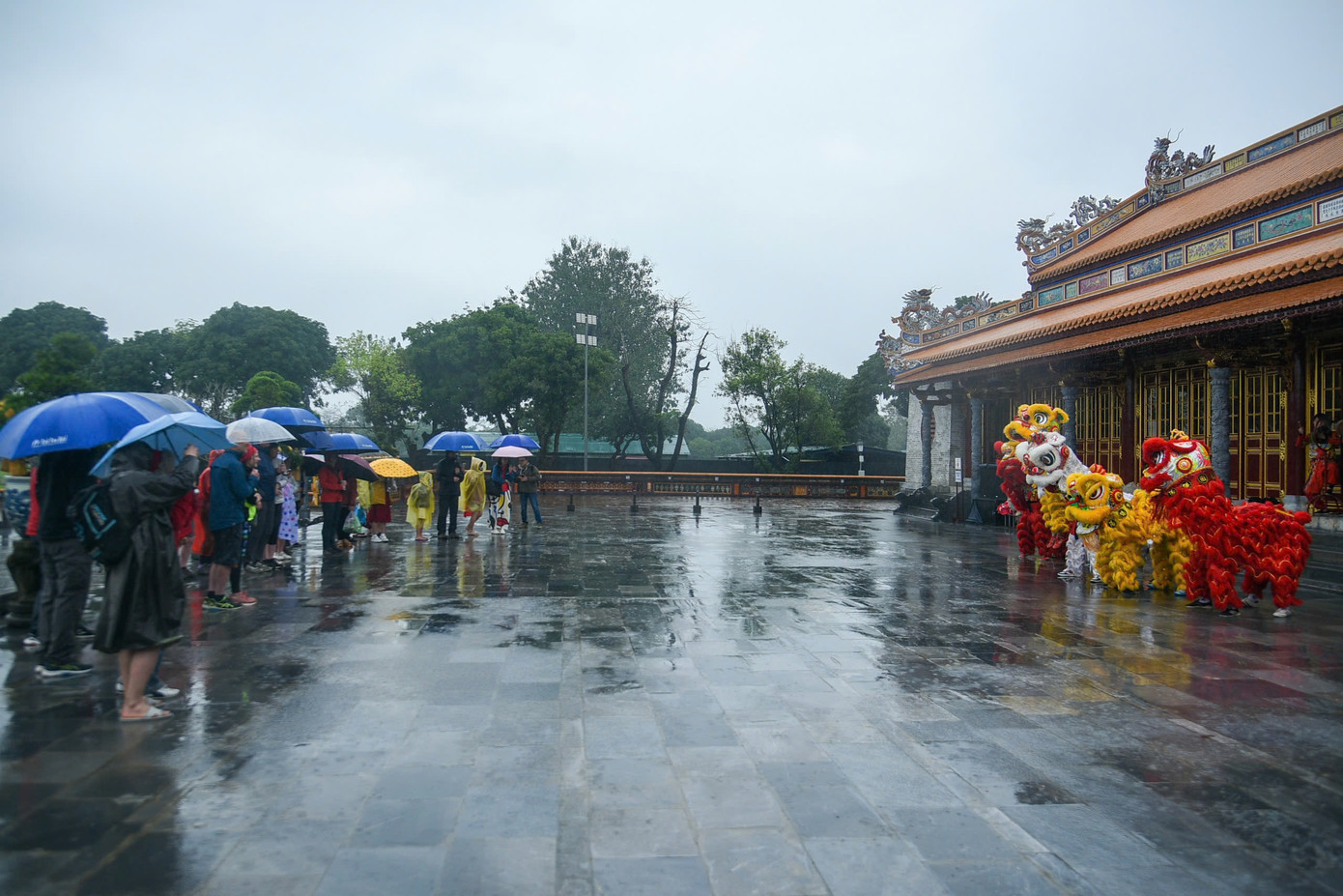 Những màn múa lân sư rồng đặc sắc diễn ra bên trong Đại nội.