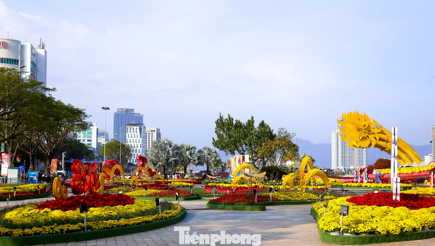 Những ngày qua, dọc tuyến đường hoa Tết bên bờ sông Hàn (thành phố Đà Nẵng) dù chưa chính thức khai mạc nhưng đã có rất đông người đến tham quan, chụp hình. Từng nhóm bạn trẻ diện áo dài, trang phục rực rỡ tạo dáng trước các tiểu cảnh để ghi lại những khoảnh khắc đẹp tại đây. Tuyến đường hoa Tết năm nay được trang trí công phu, rực rỡ màu sắc với nhiều chủ đề phong phú. Đặc biệt, đường hoa năm nay nổi bật với linh vật rắn thu hút nhiều người dân. Những ngày qua, dọc tuyến đường hoa Tết bên bờ sông Hàn (thành phố Đà Nẵng) dù chưa chính thức khai mạc nhưng đã có rất đông người đến tham quan, chụp hình. Từng nhóm bạn trẻ diện áo dài, trang phục rực rỡ tạo dáng trước các tiểu cảnh để ghi lại những khoảnh khắc đẹp tại đây. Tuyến đường hoa Tết năm nay được trang trí công phu, rực rỡ màu sắc với nhiều chủ đề phong phú. Đặc biệt, đường hoa năm nay nổi bật với linh vật rắn thu hút nhiều người dân.