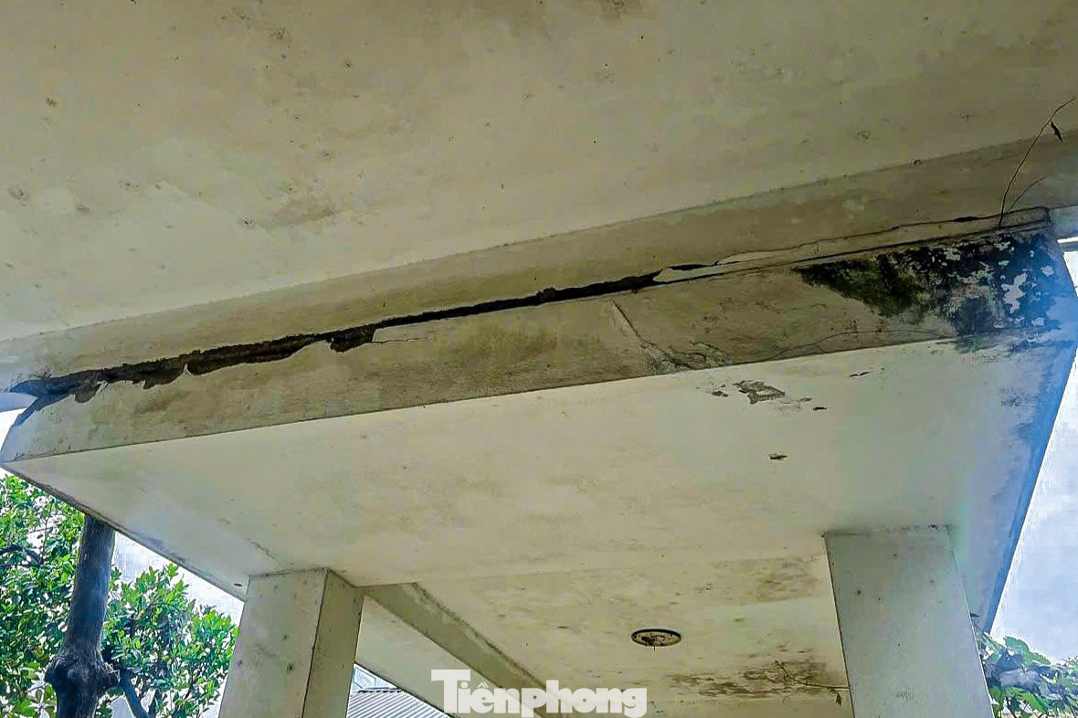 Tường bị thấm mốc, vữa tường bong tróc, trần nhà xuất hiện nhiều vết nứt. Tường bị thấm mốc, vữa tường bong tróc, trần nhà xuất hiện nhiều vết nứt.