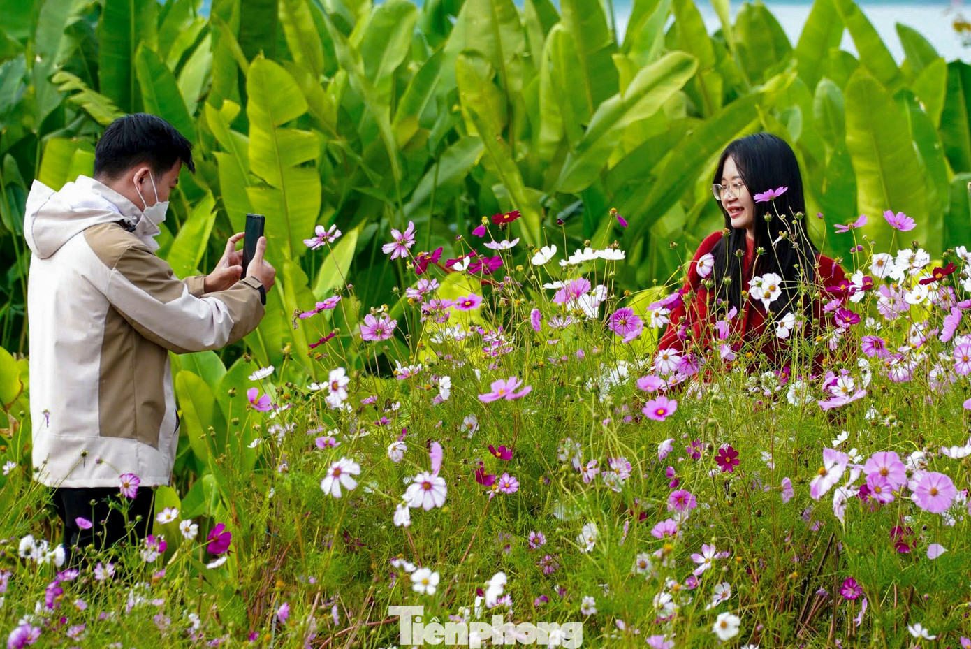 Đông đảo bạn trẻ, gia đình đến đây để tham quan, chụp hình cùng vườn hoa vào dịp cuối tuần.