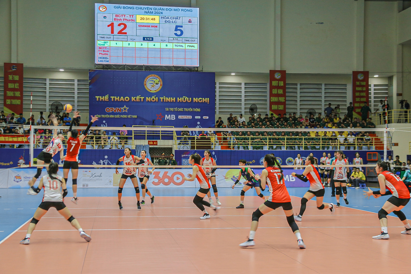 Hai đội Binh chủng Thông tin liên lạc - Trường Tươi Bình Phước và Hóa chất Đức Giang - Lào Cai thi đấu mở màn đêm khai mạc. Hai đội Binh chủng Thông tin liên lạc - Trường Tươi Bình Phước và Hóa chất Đức Giang - Lào Cai thi đấu mở màn đêm khai mạc.