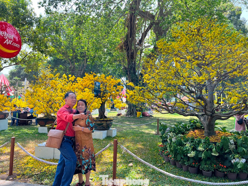 Khách tham quan tranh thủ ghi lại những hình ảnh đẹp của khu "vườn hoa dị thảo này". Nhiều du khách bộc bạch, đến hội hoa xuân chiêm ngưỡng hoa, kiểng như lạc vào chốn "bồng lai tiên cảnh".