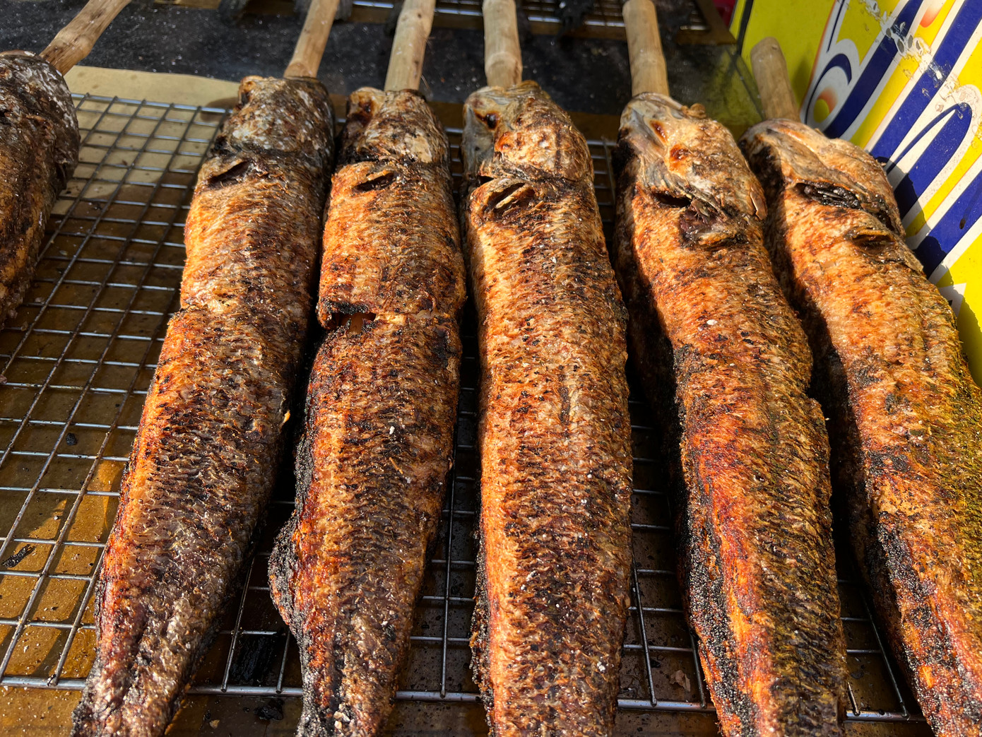 Những con cá lóc nướng vàng ươm, thơm nức. Những con cá lóc nướng vàng ươm, thơm nức.