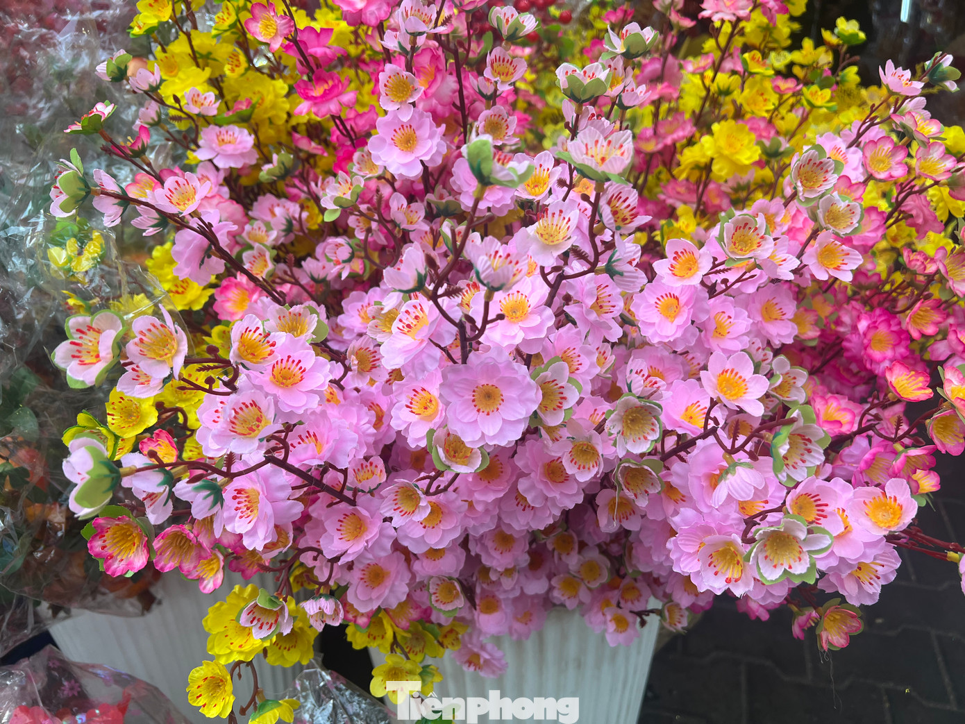 Theo khảo sát của phóng viên, giá các sản phẩm đều không tăng, như mai đào từ 10.000 - 15.000 đồng/cành; quả cầu 69.000 - 100.000 đồng/quả (tùy lớn nhỏ), dây pháo trang trí tầm 120.000 đồng/dây... Riêng các mặt hàng trang trí có đèn led, có thể cử động giá cao hơn, tầm từ 300.000 - 500.000 đồng/món.