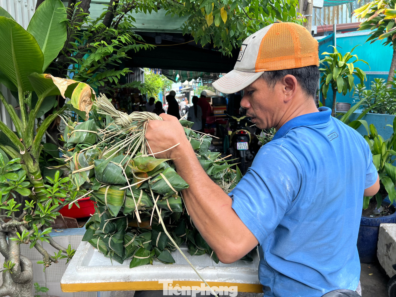 Bánh ú nước tro trước khi nấu thường có màu xanh lá