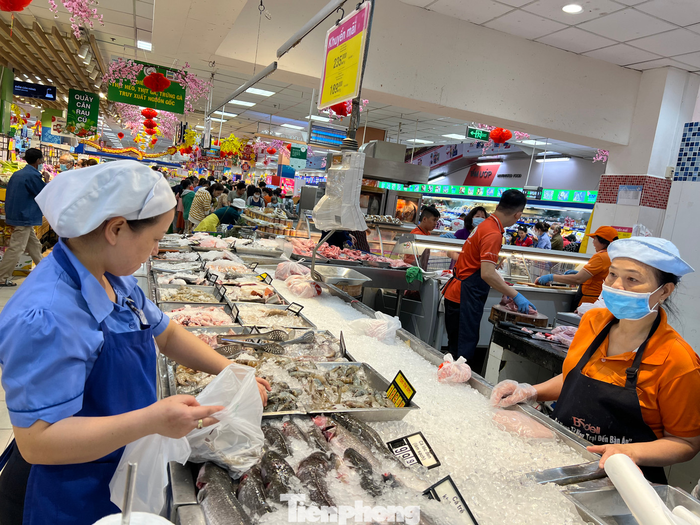 Siêu thị đầy ắp các loại hải sản tươi sống phục vụ khách trong những ngày cận Tết