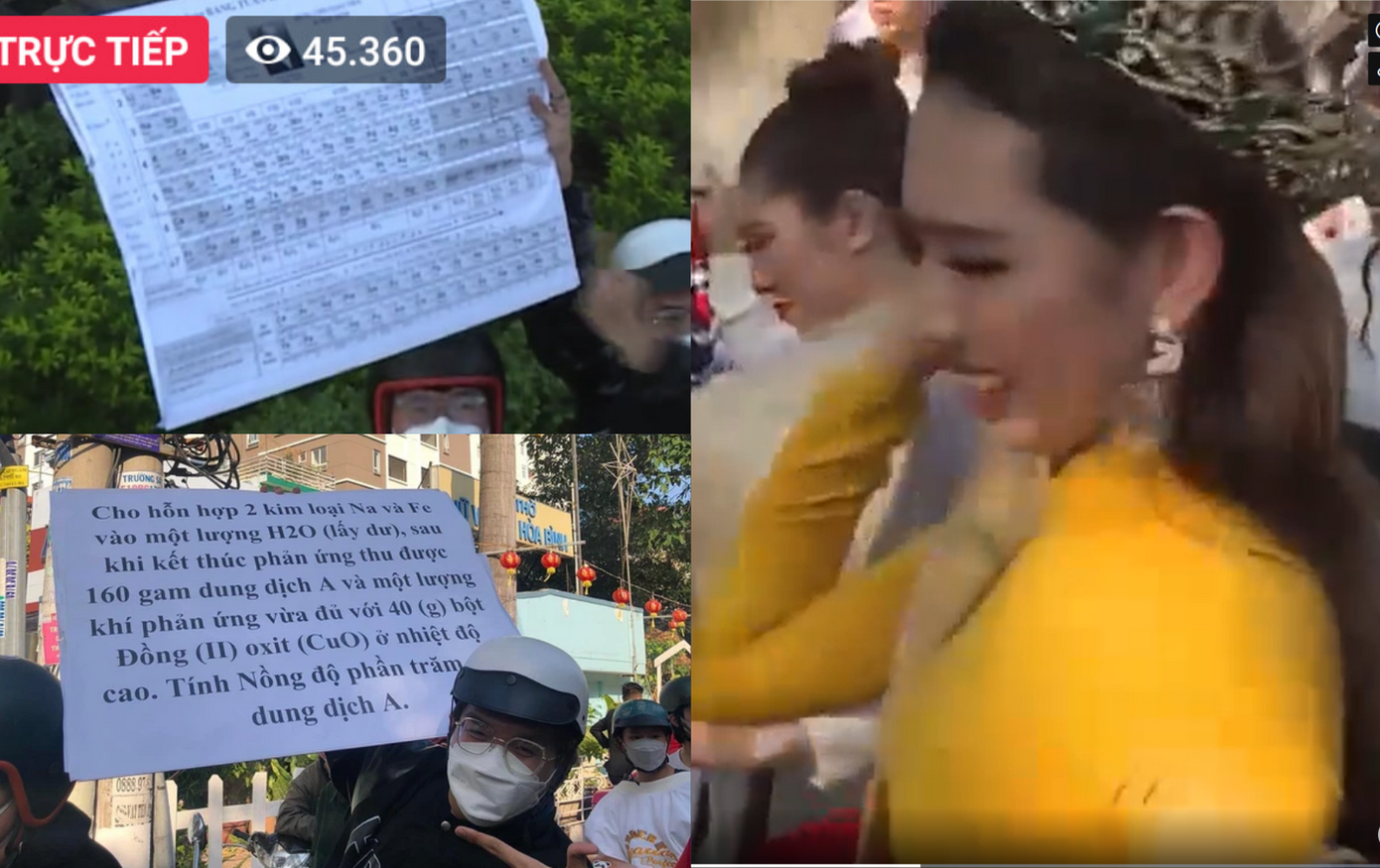 Có fan đã in hẳn câu hỏi Hóa học và bảng tuần hoàn hóa học để chào mừng nàng hậu. Có fan đã in hẳn câu hỏi Hóa học và bảng tuần hoàn hóa học để chào mừng nàng hậu.