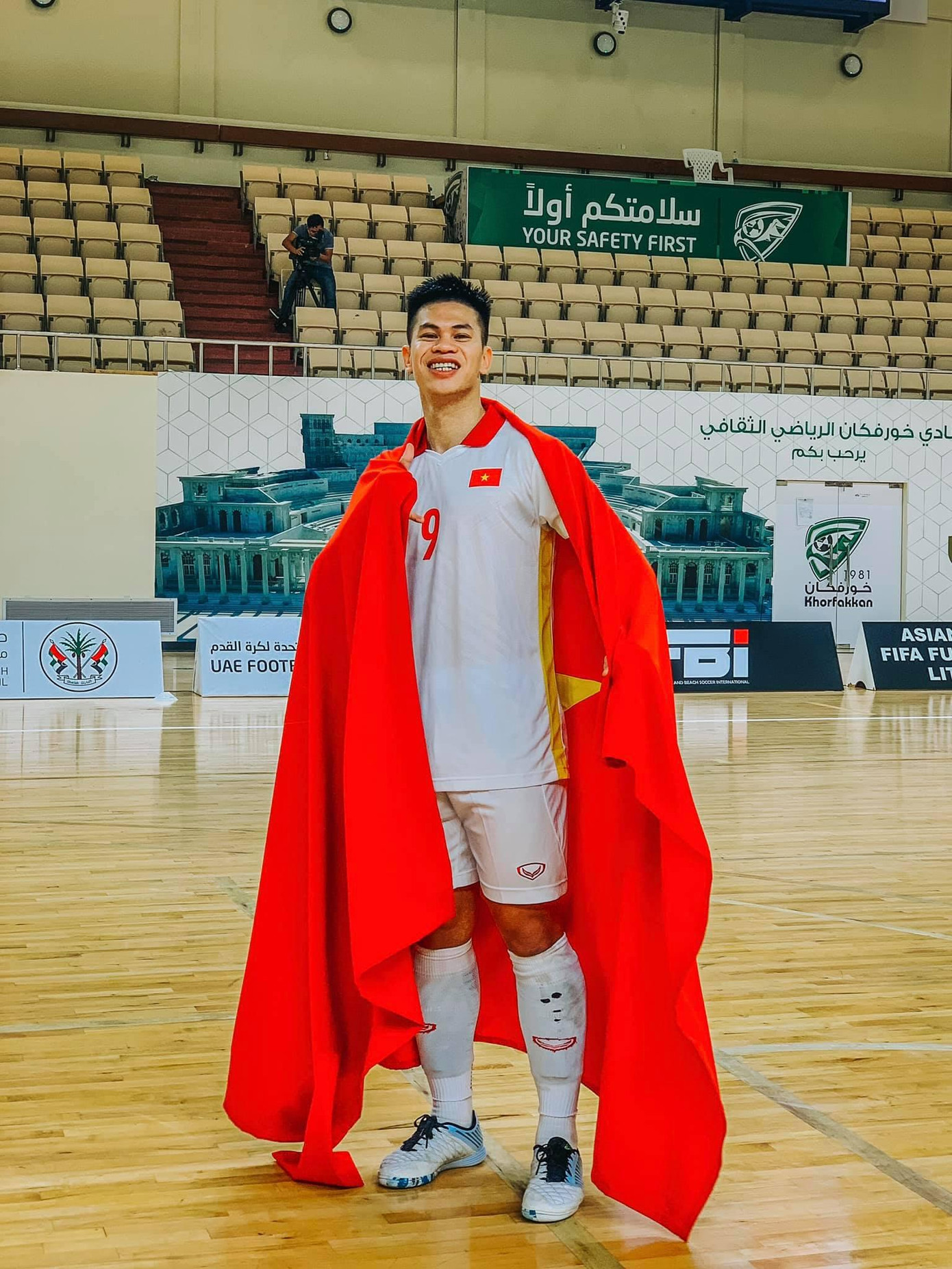 Nguyễn Đắc Huy ngay sau trận đấu với Lebanon tại UAE.