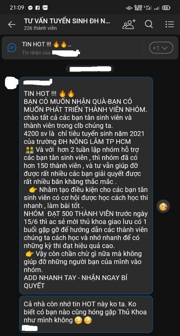 Nhóm lừa đảo liên quan đến tuyển sinh của trường ĐH Nông Lâm TP. HCM.