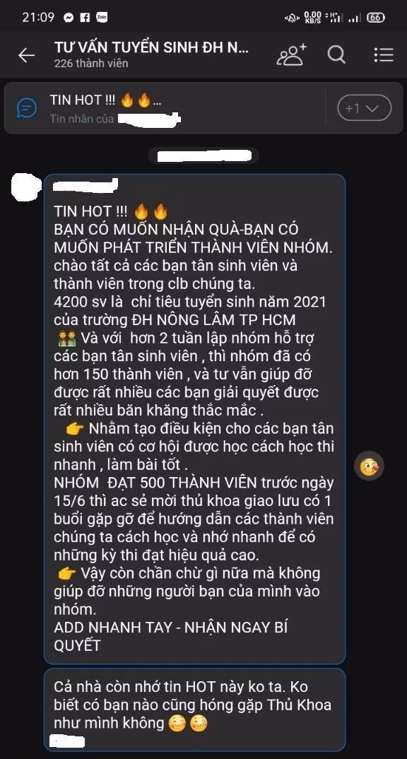 Nhóm lừa đảo liên quan đến tuyển sinh của trường ĐH Nông Lâm TP. HCM.