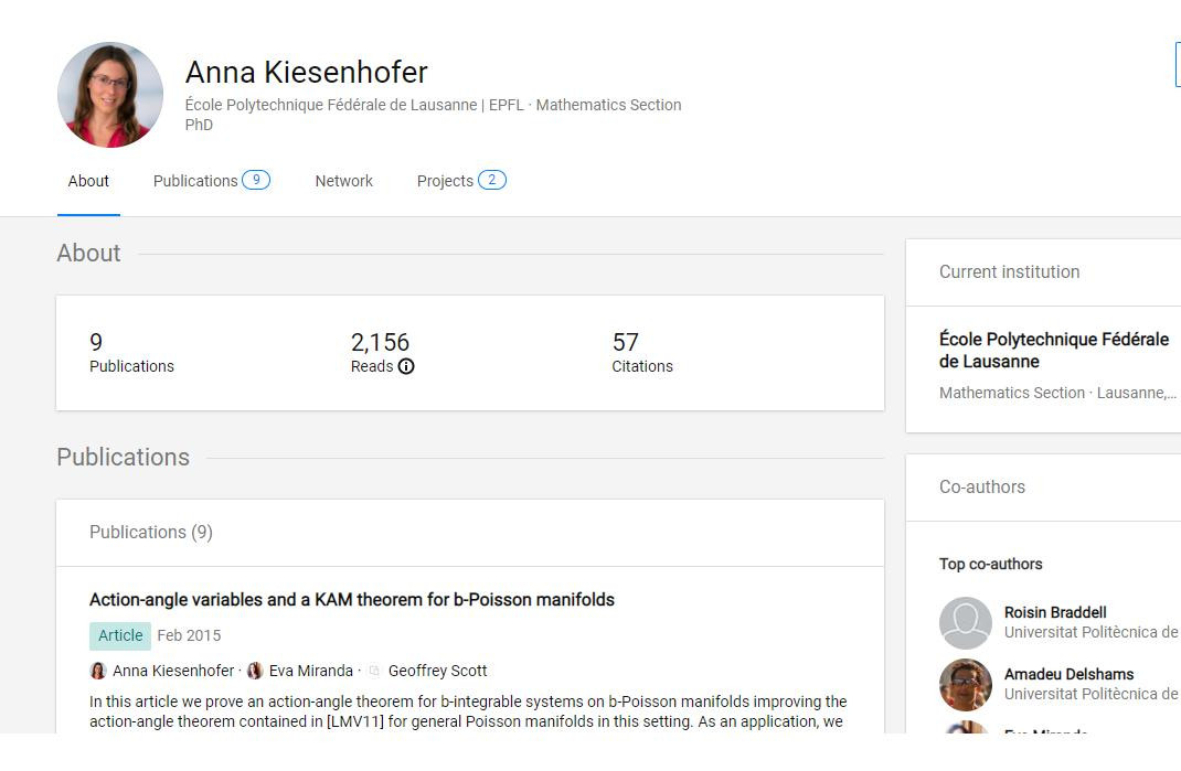 Thông tin về công trình nghiên cứu, trích dẫn của Anna Kiesenhofer về Toán học.