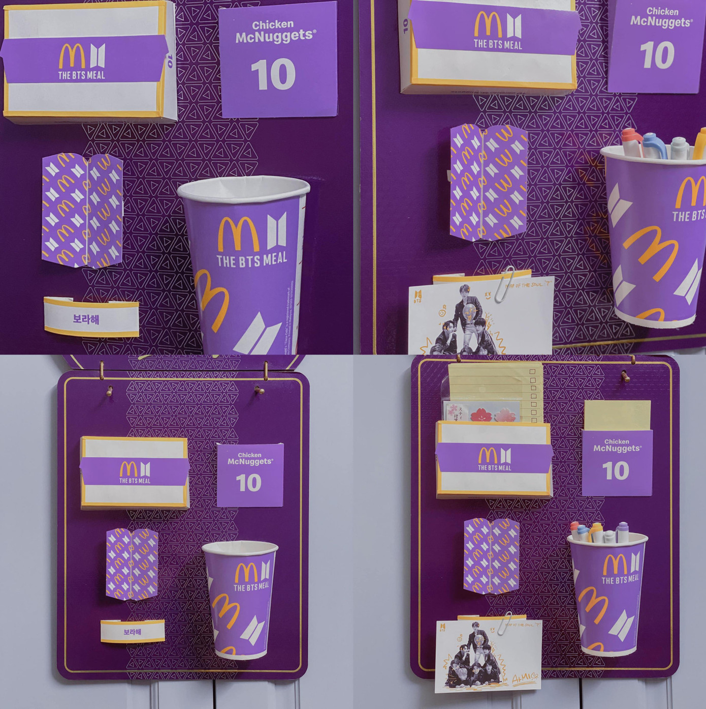 Vừa ra mắt không lâu nhưng phần ăn The BTS Meal &amp; Mac Donald's đã được nhiều fan của nhóm nhạc này trổ tài tái chế...